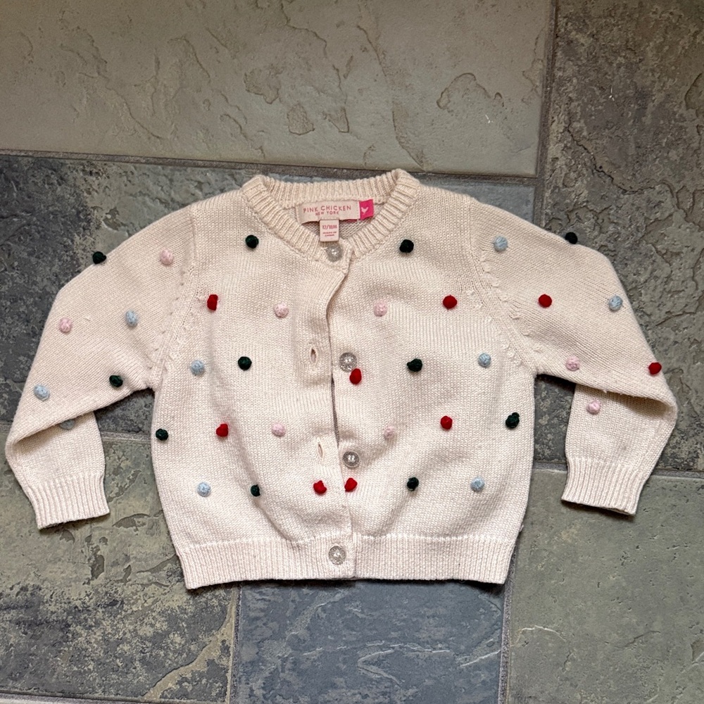 Pink Chicken Cream Polka Dot Sweater